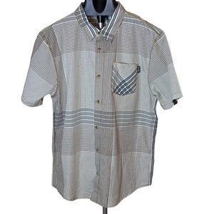 LRG Lifted Research Group Shirt Men's XL Button Down Tan Brown Checks NEW w/Tags